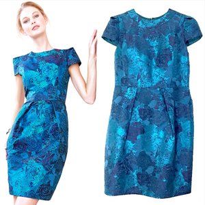 Carmen Marc Valvo Floral Jacquard Sheath Dress